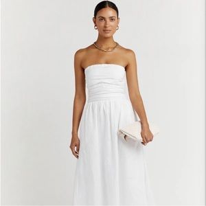 Dissh linen white strapless dress